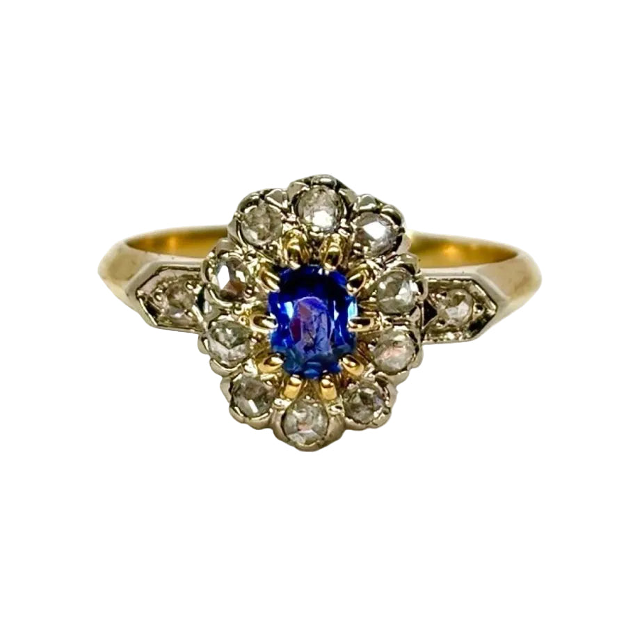 Bague en or jaune saphir et diamants - Castafiore
