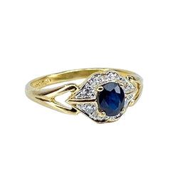 Bague en or jaune, saphir et diamants - Castafiore