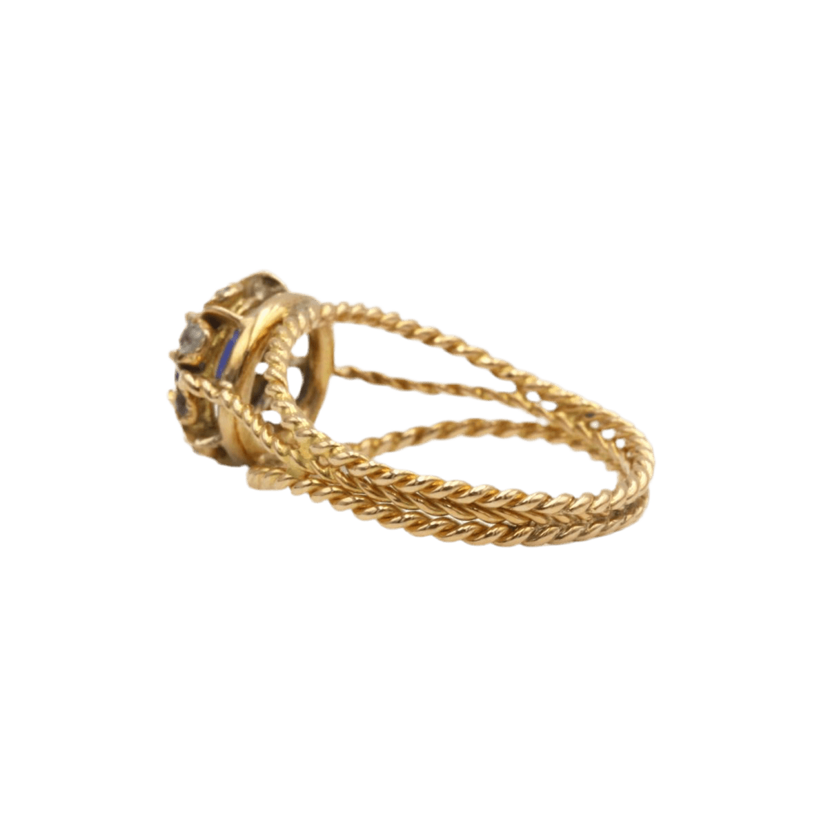 Bague en or jaune, saphir et diamants - Castafiore