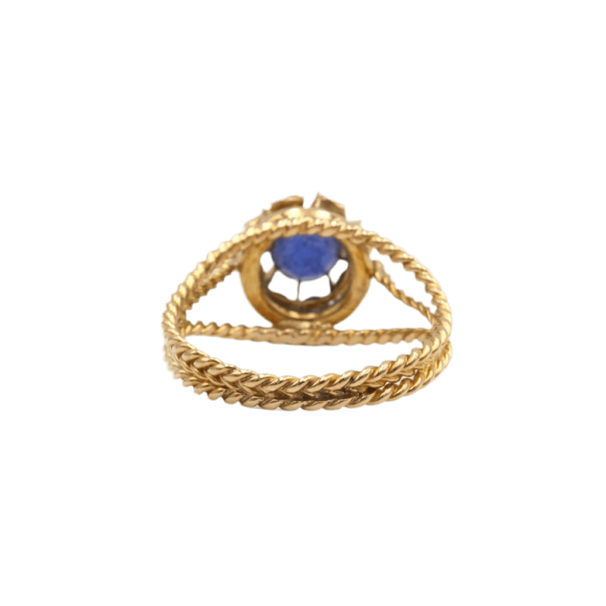 Bague en or jaune, saphir et diamants - Castafiore