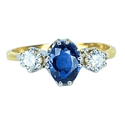 Bague en or jaune, saphir et diamants - Castafiore