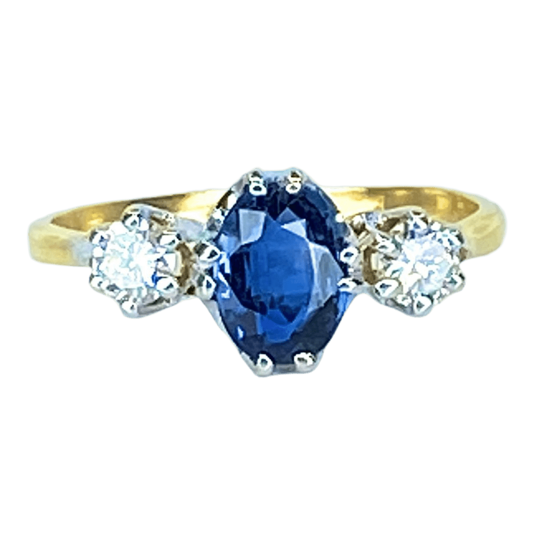 Bague en or jaune, saphir et diamants - Castafiore