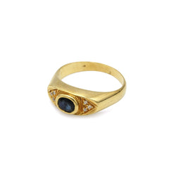 Bague en or jaune, saphir et diamants - Castafiore