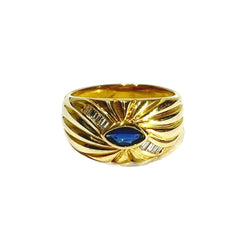 Bague en or jaune, saphir et diamants - Castafiore