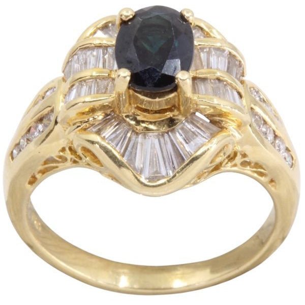 Bague en or jaune, saphir et diamants - Castafiore