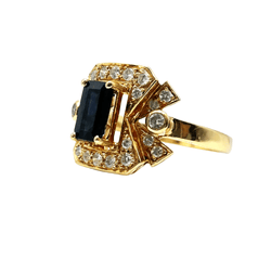 Bague en or jaune, saphir et diamants - Castafiore