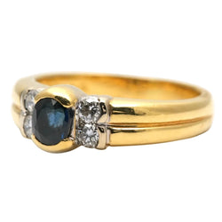 Bague en or jaune, saphir et diamants - Castafiore