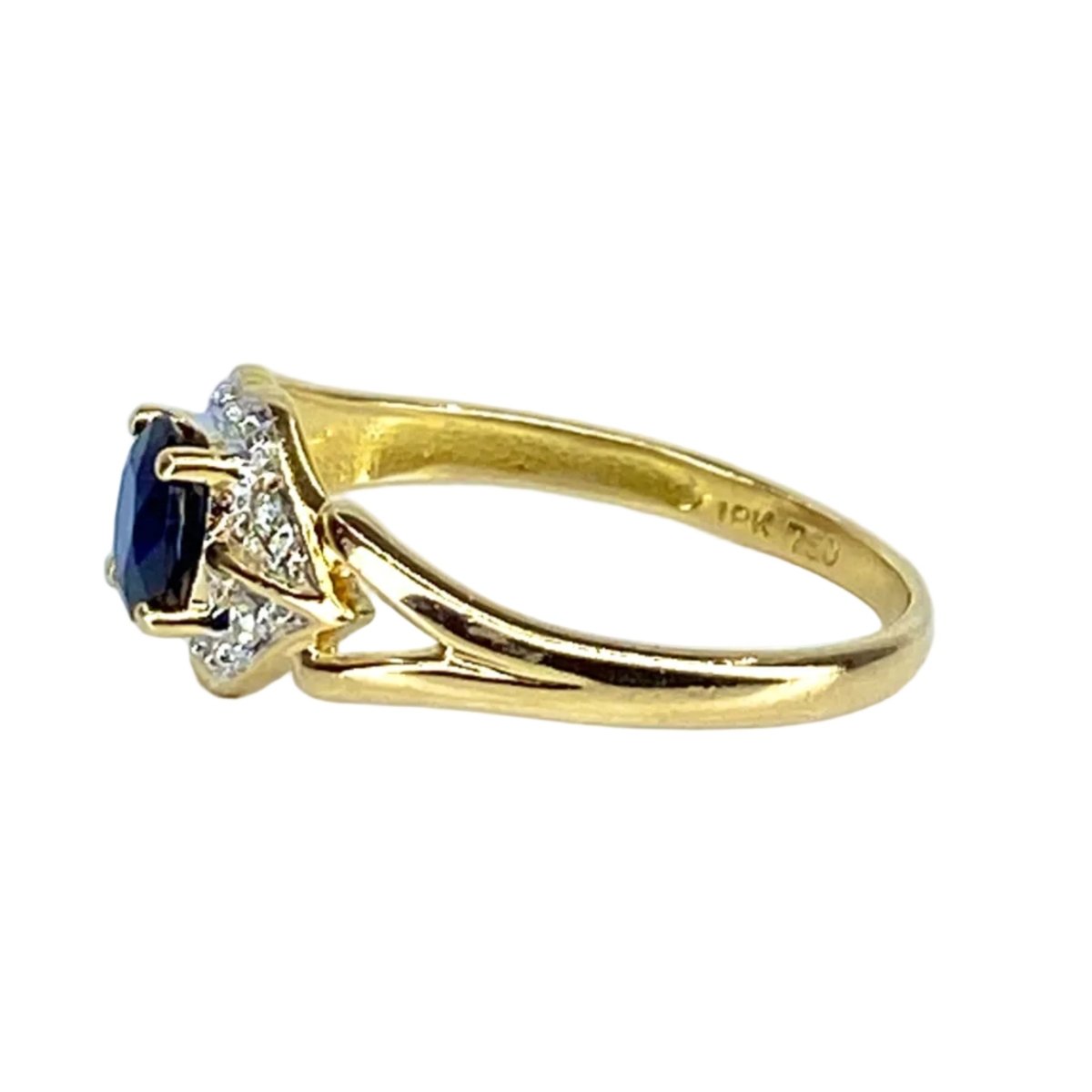 Bague en or jaune, saphir et diamants - Castafiore