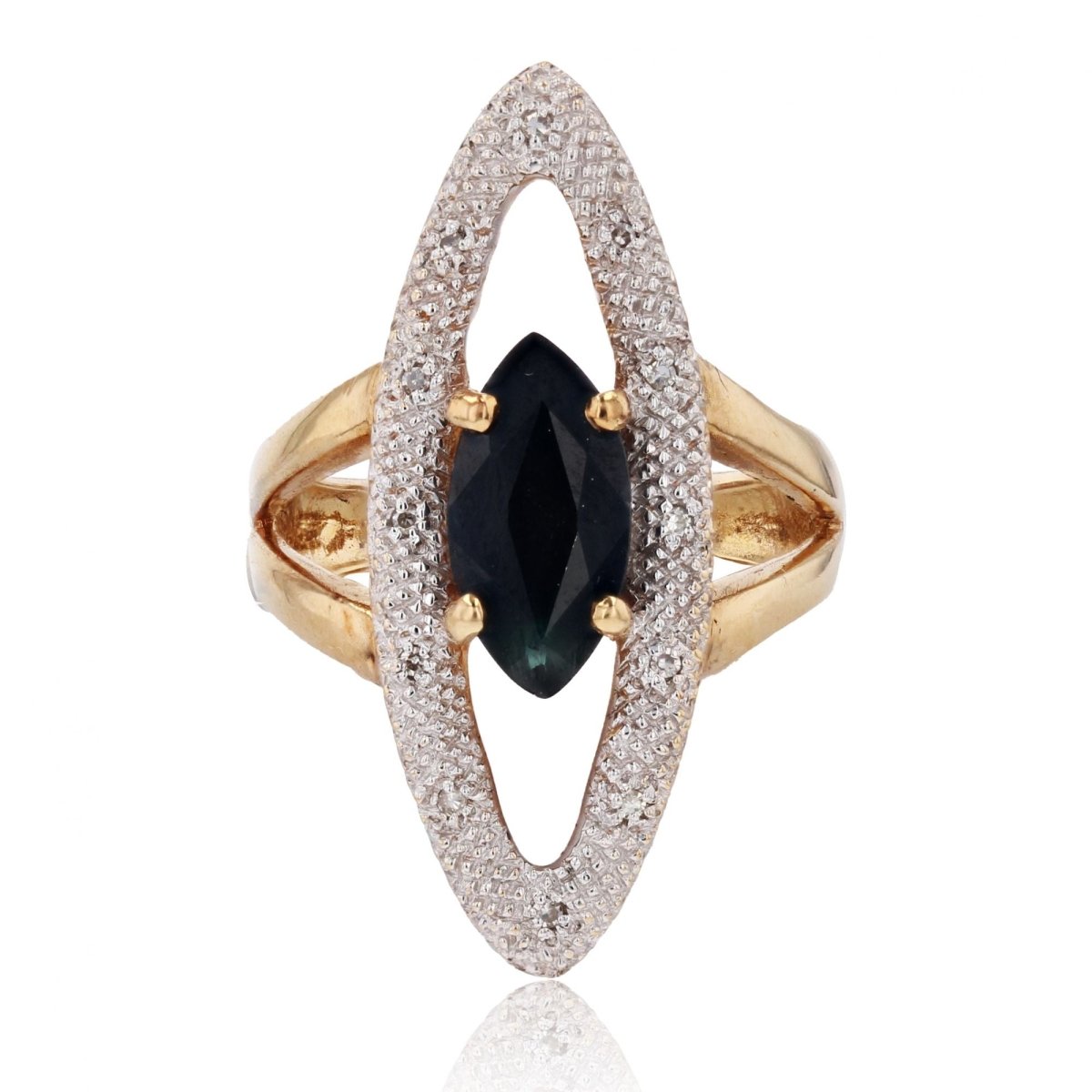 Bague en or jaune, saphir et diamants - Castafiore