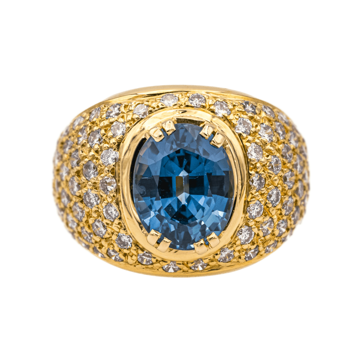 Bague en or jaune, saphir et diamants - Castafiore