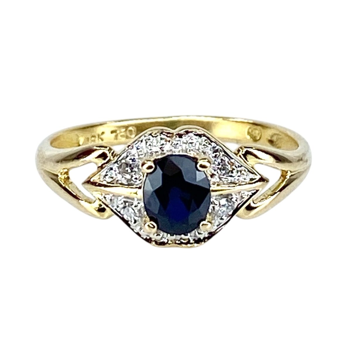 Bague en or jaune, saphir et diamants - Castafiore