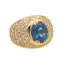 Bague en or jaune, saphir et diamants - Castafiore