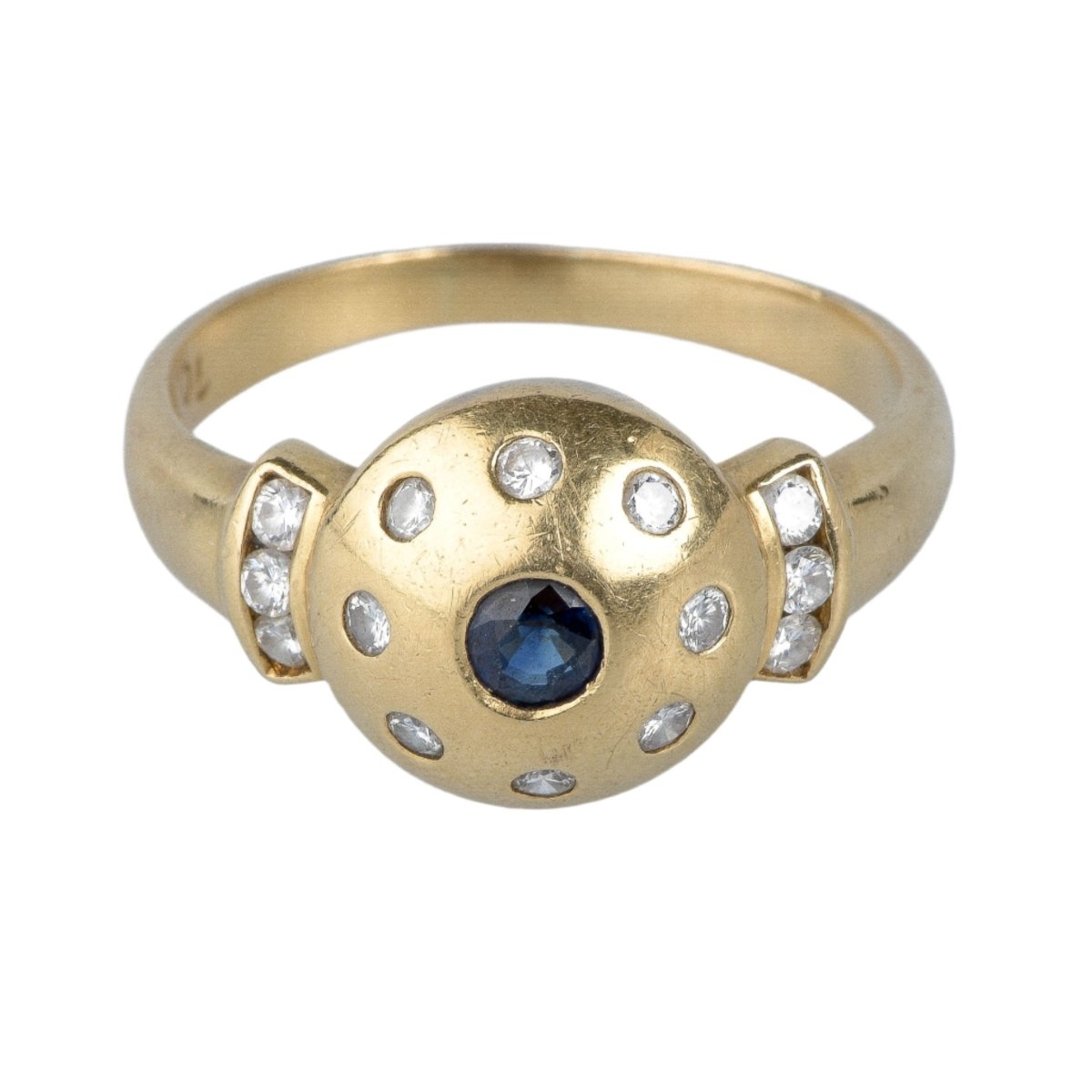 Bague en or jaune, saphir et diamants - Castafiore