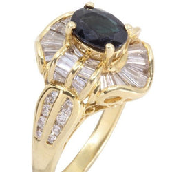 Bague en or jaune, saphir et diamants - Castafiore