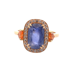 Bague en or jaune, saphir, et diamants - Castafiore