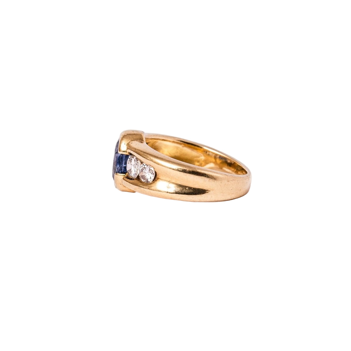 Bague en or jaune saphir et diamants - Castafiore