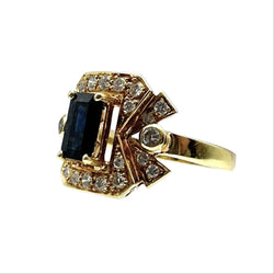 Bague en or jaune, saphir, et diamants - Castafiore
