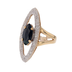 Bague en or jaune, saphir et diamants - Castafiore