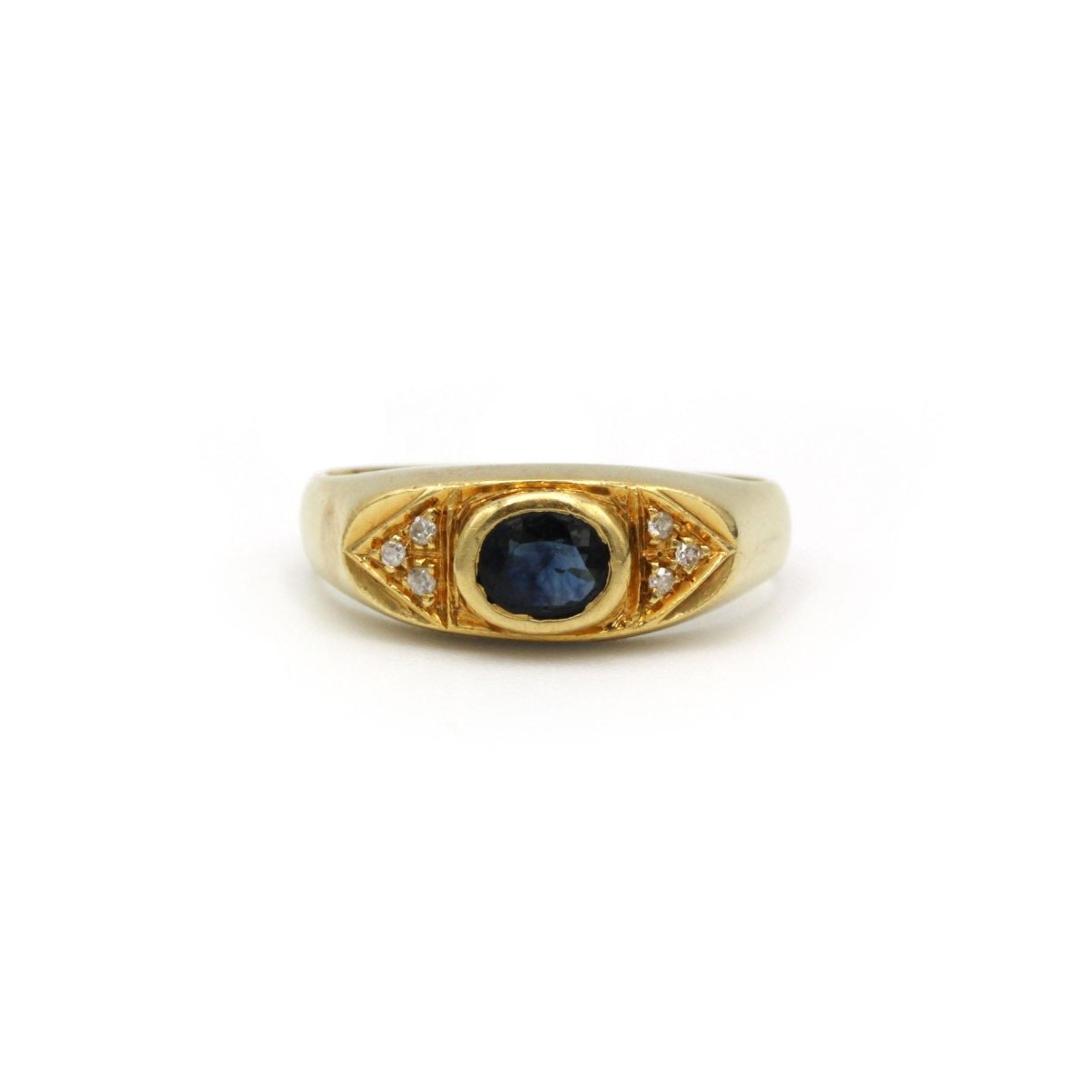 Bague en or jaune, saphir et diamants - Castafiore