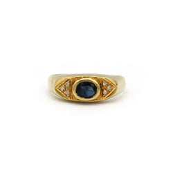 Bague en or jaune, saphir et diamants - Castafiore