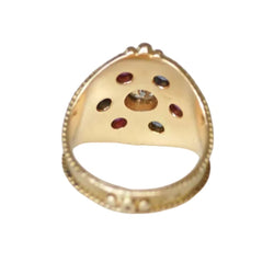 Bague en or jaune, saphir, rubis, et diamant - Castafiore