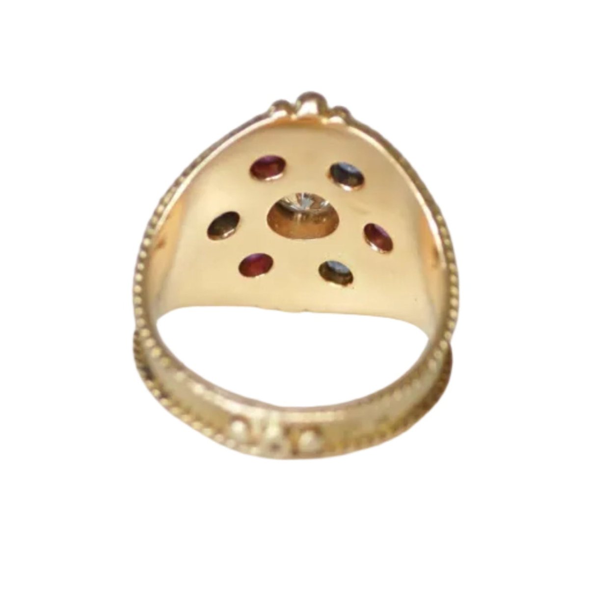 Bague en or jaune, saphir, rubis, et diamant - Castafiore