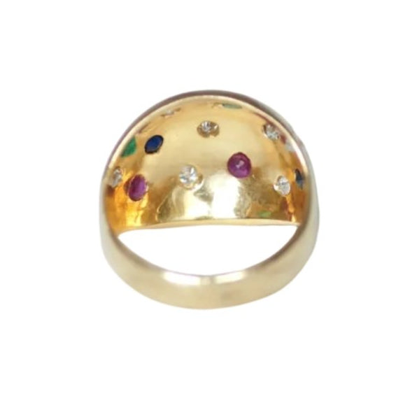 Bague en or jaune, saphirs, émeraudes, rubis, et diamants - Castafiore