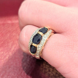 Bague en or jaune saphirs et diamants
