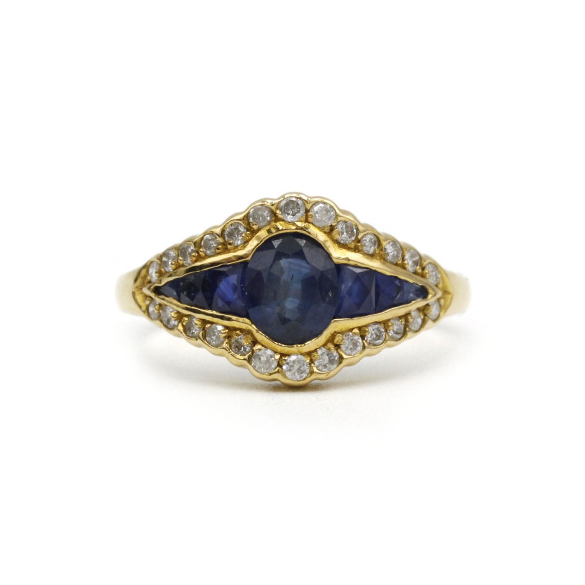 Bague en or jaune, saphirs et diamants - Castafiore