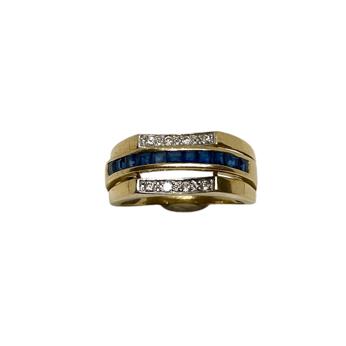 Bague en or jaune, saphirs et diamants - Castafiore