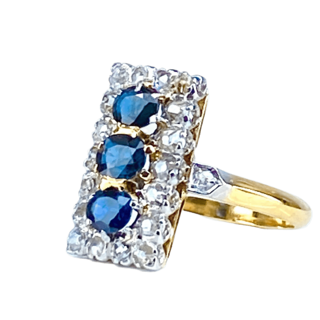 Bague en or jaune, saphirs et diamants - Castafiore