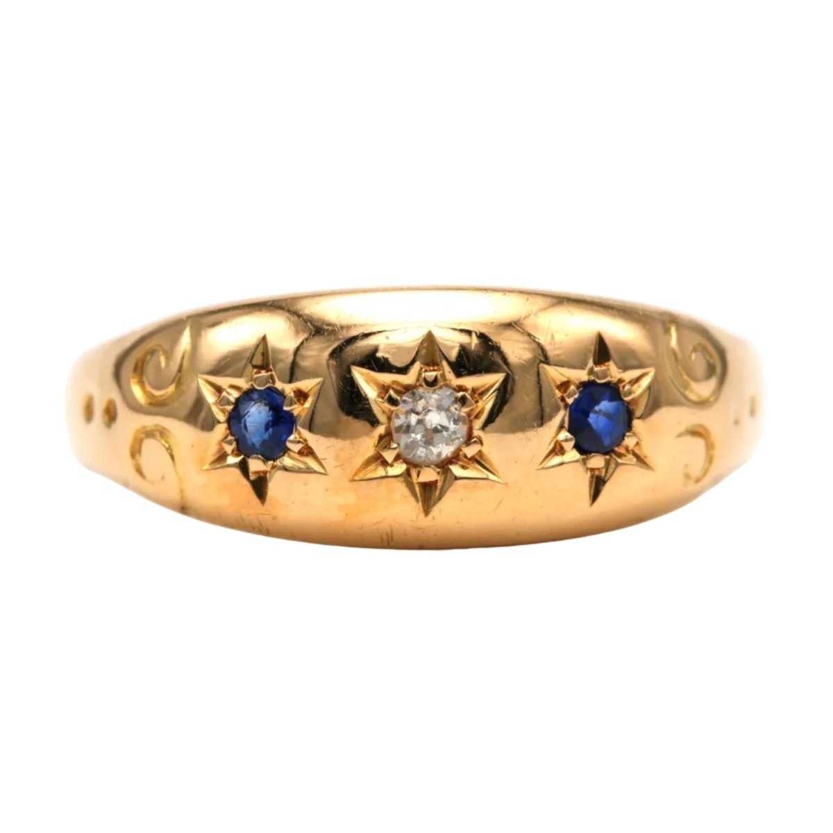 Bague en or jaune, saphirs et diamants - Castafiore