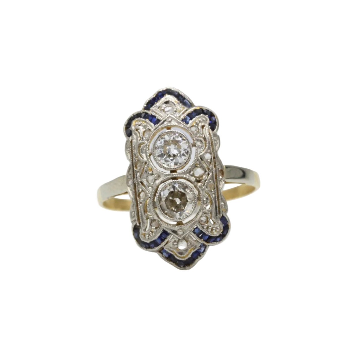 Bague en or jaune, saphirs et diamants - Castafiore