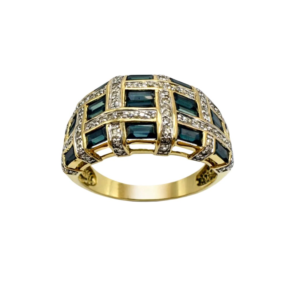 Bague en or jaune, saphirs et diamants - Castafiore