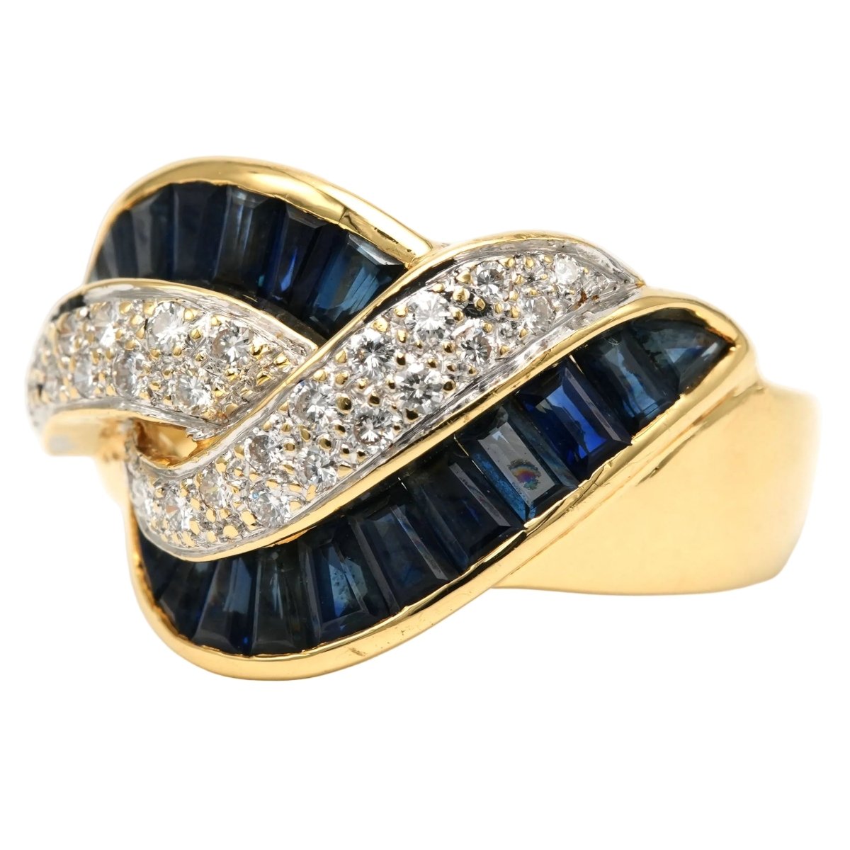 Bague en or jaune, saphirs et diamants - Castafiore
