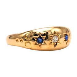 Bague en or jaune, saphirs et diamants - Castafiore