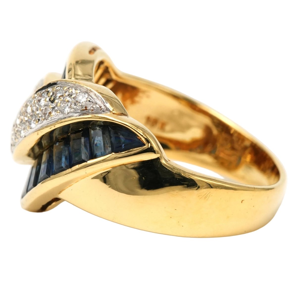 Bague en or jaune, saphirs et diamants - Castafiore