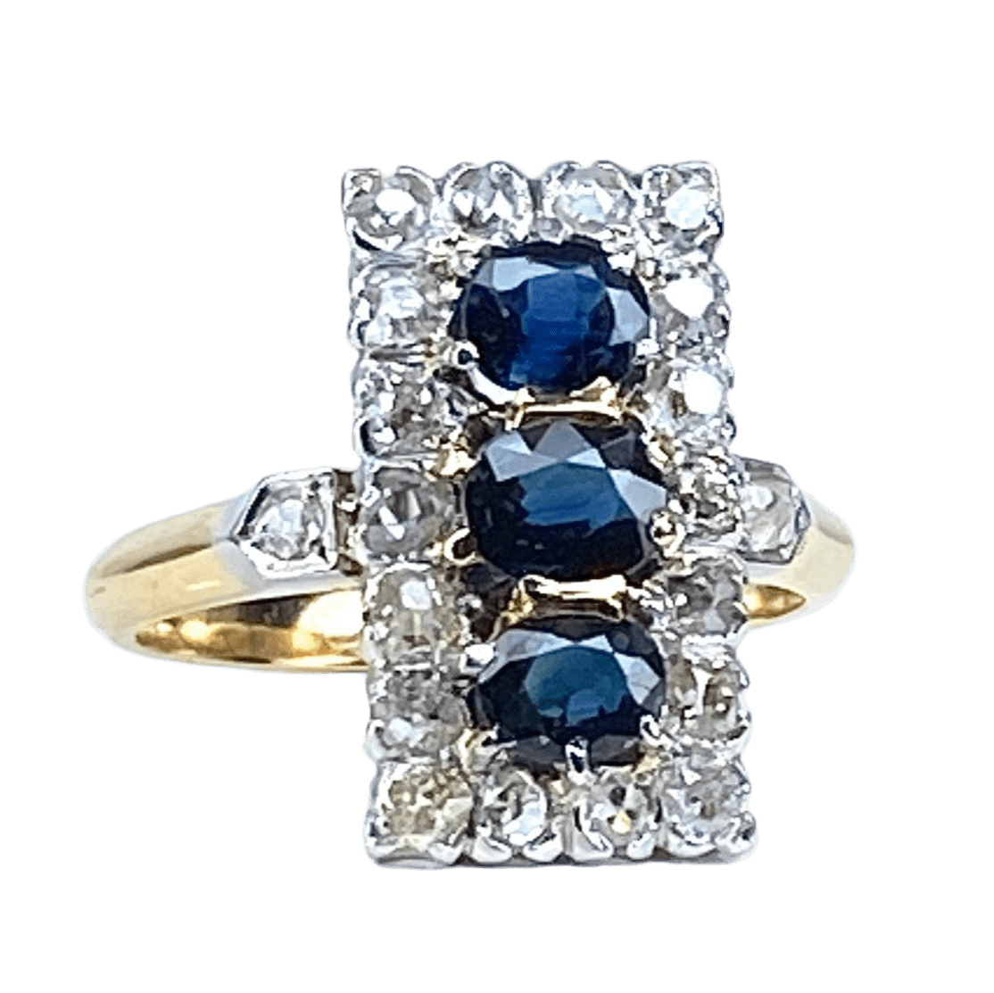 Bague en or jaune, saphirs et diamants - Castafiore