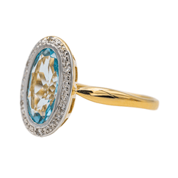 Bague en or jaune, topaze et diamants - Castafiore