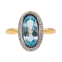 Bague en or jaune, topaze et diamants - Castafiore