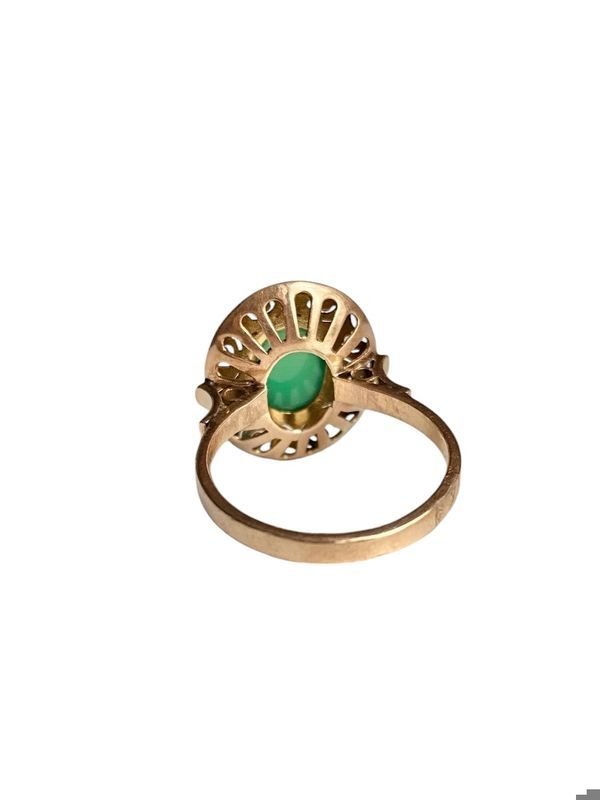 Bague en or rose 14k sertie d’une chrysoprase - Castafiore