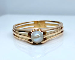 Bague en or rose 18 carats et perle fine, vers 1900 - Castafiore