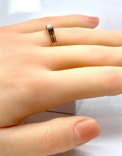 Bague en or rose 18 carats et perle fine, vers 1900 - Castafiore
