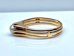 Bague en or rose 18 carats et perle fine, vers 1900 - Castafiore