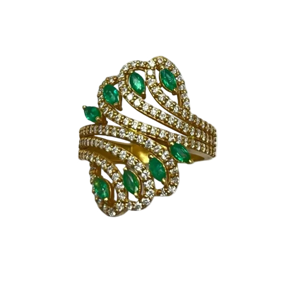 Bague en or rose émeraudes et diamants - Castafiore