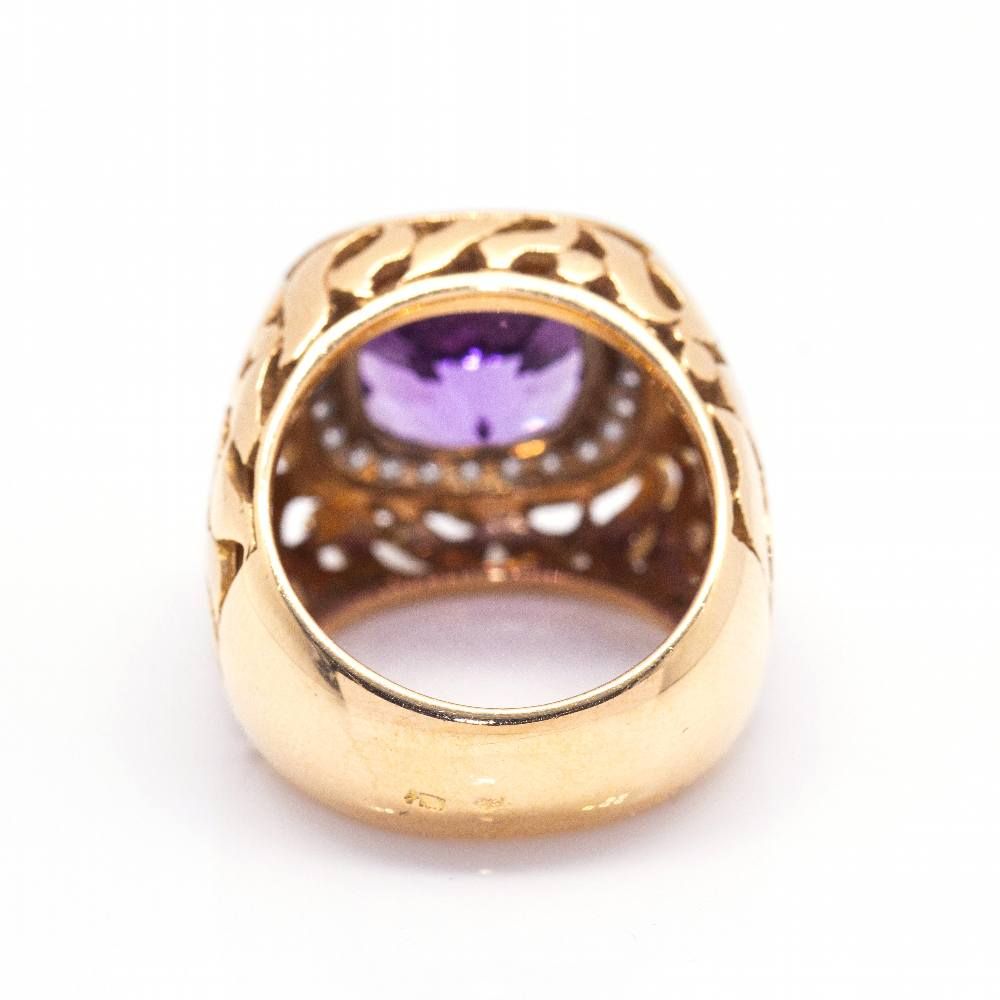Bague en or rose, or blanc, améthyste et diamants - Castafiore