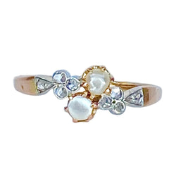 Bague en or rose, perles et diamants - Castafiore