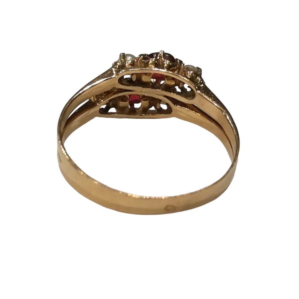 Bague en or rose, perles et grenats - Castafiore