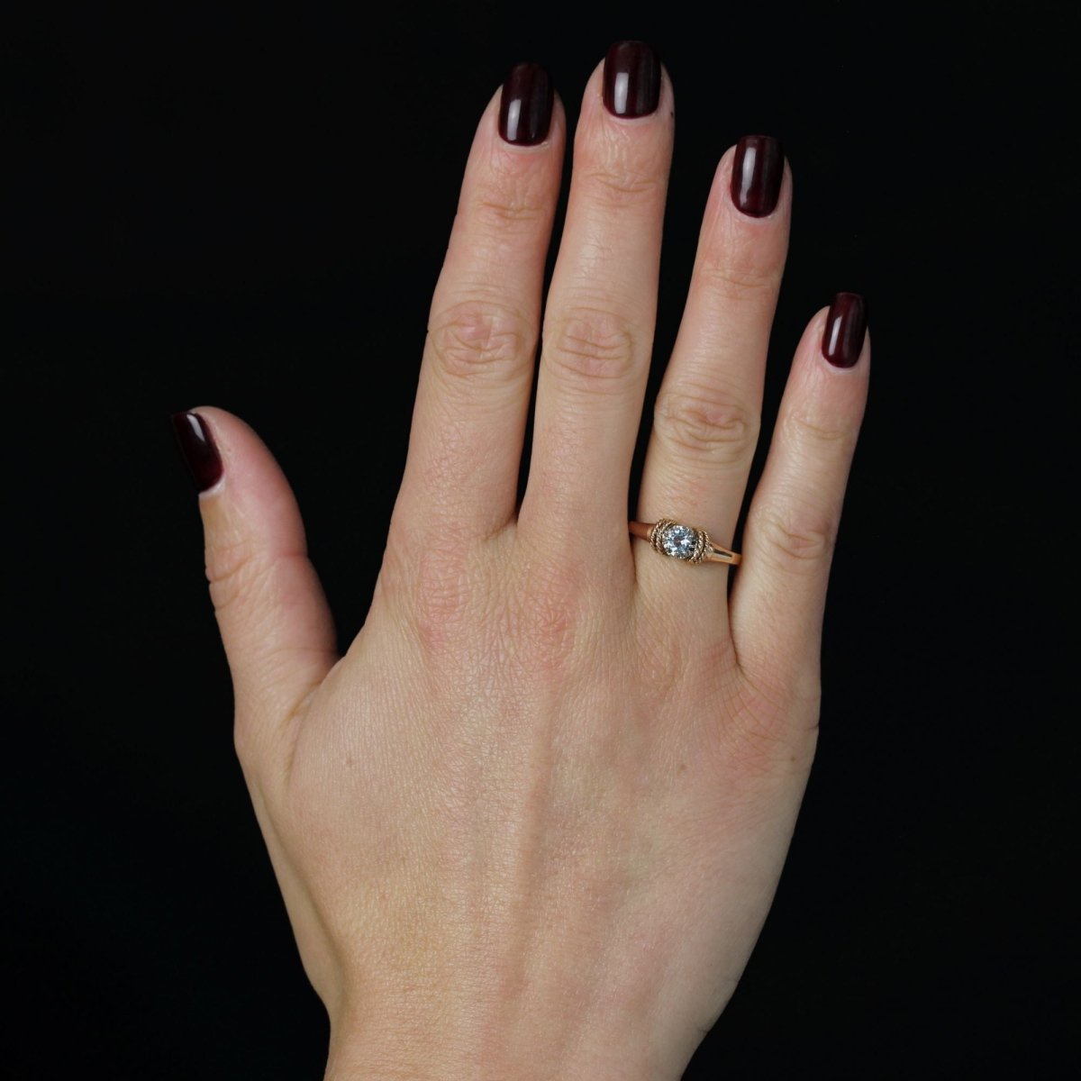 Bague en or rose, platine et aigue - marine - Castafiore