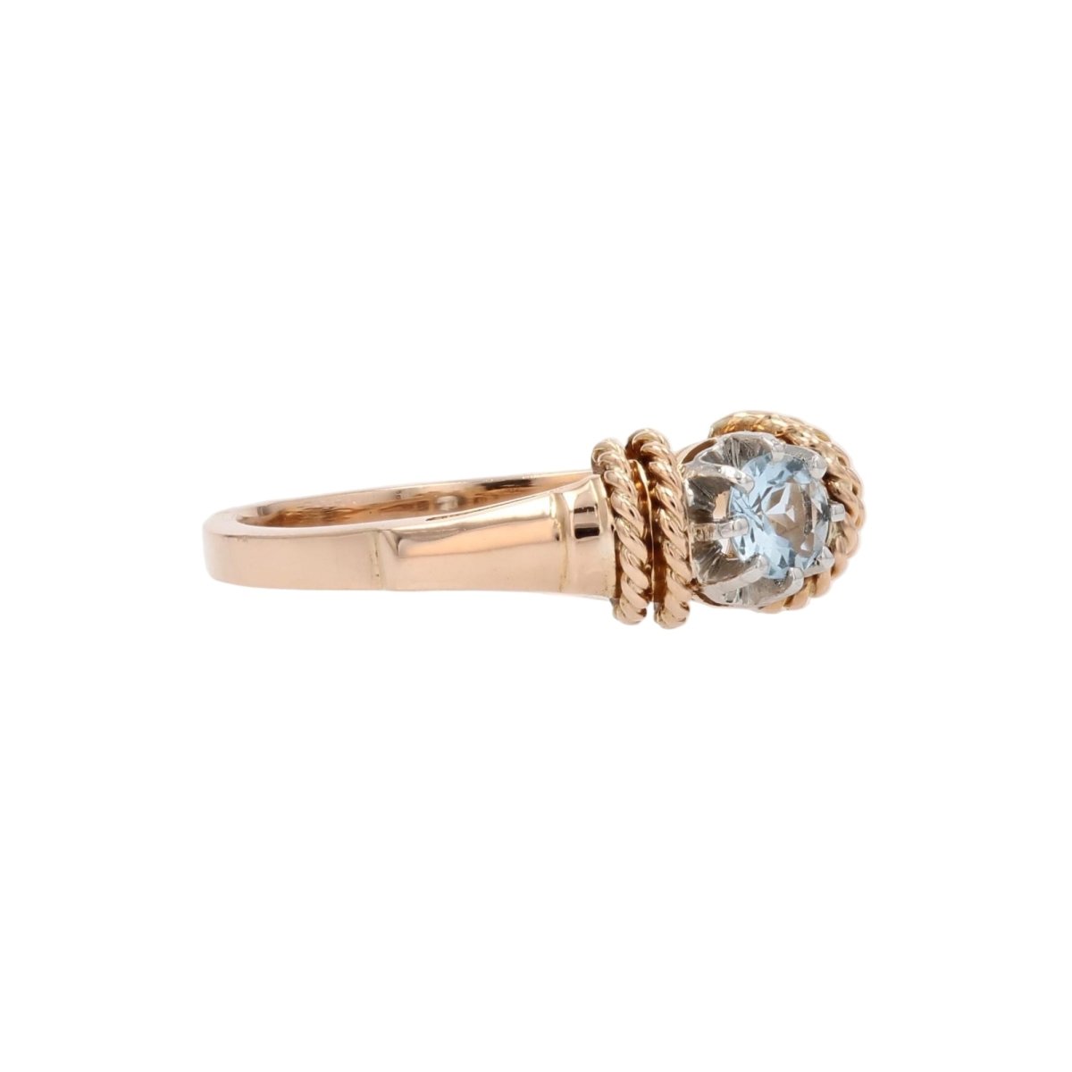 Bague en or rose, platine et aigue - marine - Castafiore